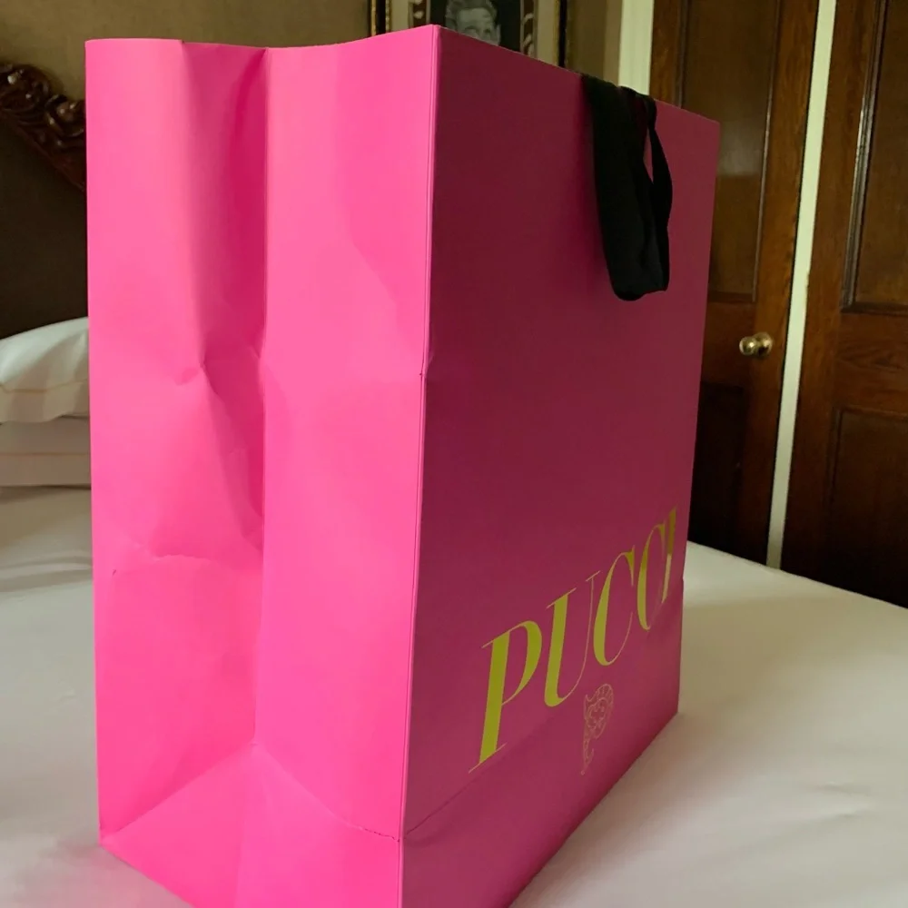 Brand new rare Emilio Pucci pink authentic shopping bag with fabric handles
